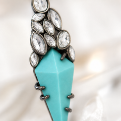 Turquoise Crystal Drop Earrings | Geometric Statement Jewelry