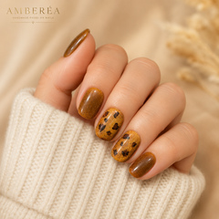 Amber Brown Leopard Press On Nails | Handmade Cat Eye Fake Nails