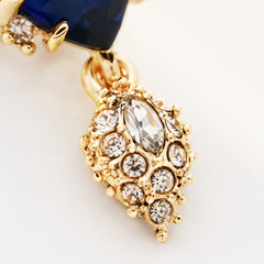 AMBERÉA Blue Crystal Drop Earrings | Gold Vintage Statement Earrings