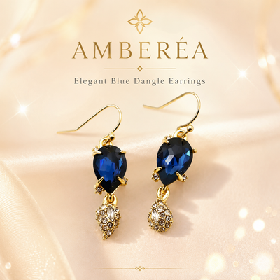 Blue Glass Crystal Drop Earrings