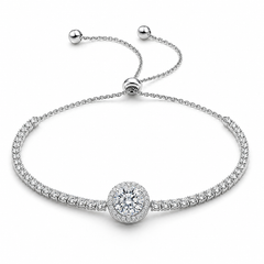 Moissanite Tennis Bracelet | Round Cut Halo Luxury Bracelet for Women – AMBERÉA