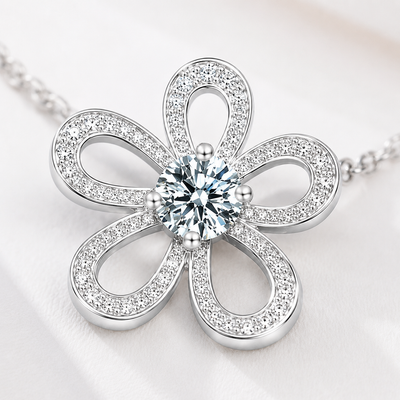Moissanite Flower Necklace
