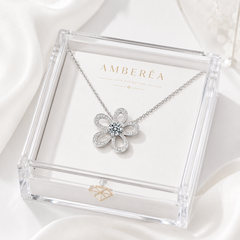Moissanite Flower Necklace | Floral Pendant Necklace for Women – Luxury Sparkling Jewelry | AMBERÉA