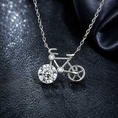 Moissanite Bicycle Necklace | Unique Bike Pendant Necklace with Sparkling Gemstone – AMBERÉA