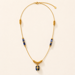 AMBERÉA Blue Lapis Pendant Necklace | Gold Starburst Luxury Necklace