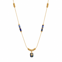 AMBERÉA Blue Lapis Pendant Necklace | Gold Starburst Luxury Necklace