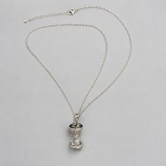 AMBERÉA Moissanite Hourglass Necklace | Silver Crystal Pendant Jewelry