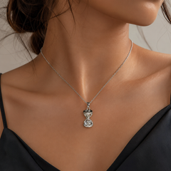 AMBERÉA Moissanite Hourglass Necklace | Silver Crystal Pendant Jewelry