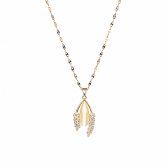 AMBERÉA Gold Teardrop Necklace | Pearl Crystal Pendant Jewelry