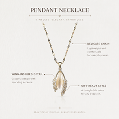 AMBERÉA Gold Teardrop Necklace | Pearl Crystal Pendant Jewelry