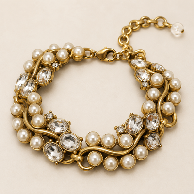 Faux Pearl Glass Crystal Bracelet