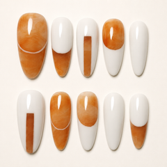 AMBERÉA Amber White Press On Nails | Luxury Nude Gel False Nails