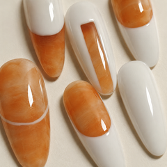 AMBERÉA Amber White Press On Nails | Luxury Nude Gel False Nails