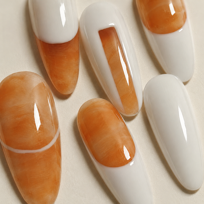 Amber White Press-On Nails