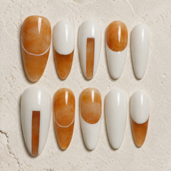 AMBERÉA Amber White Press On Nails | Luxury Nude Gel False Nails