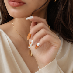 AMBERÉA Amber White Press On Nails | Luxury Nude Gel False Nails