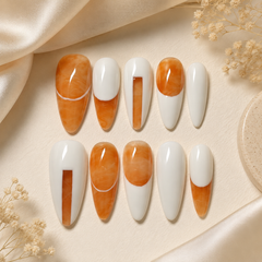 AMBERÉA Amber White Press On Nails | Luxury Nude Gel False Nails