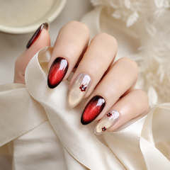 Ruby Red Cat Eye Press On Nails | Luxury Burgundy Gel False Nails – AMBERÉA