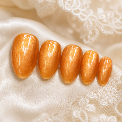 Orange Cat-Eye Press-On Nails