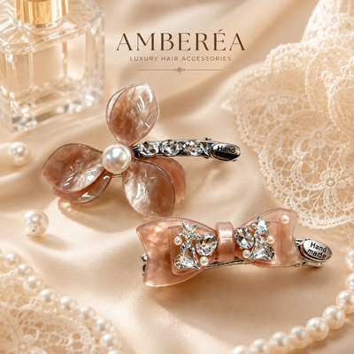 Gold-Tone Faux Pearl & Glass Crystal Hair Clip Set
