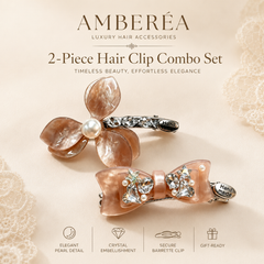 Luxury Crystal Pearl Hair Clips Set | Floral Rhinestone Barrettes for Women – AMBERÉA