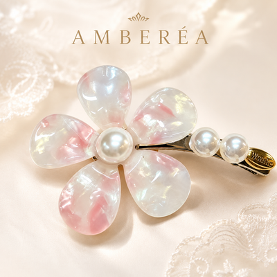 Pink Iridescent Flower Hair Clip