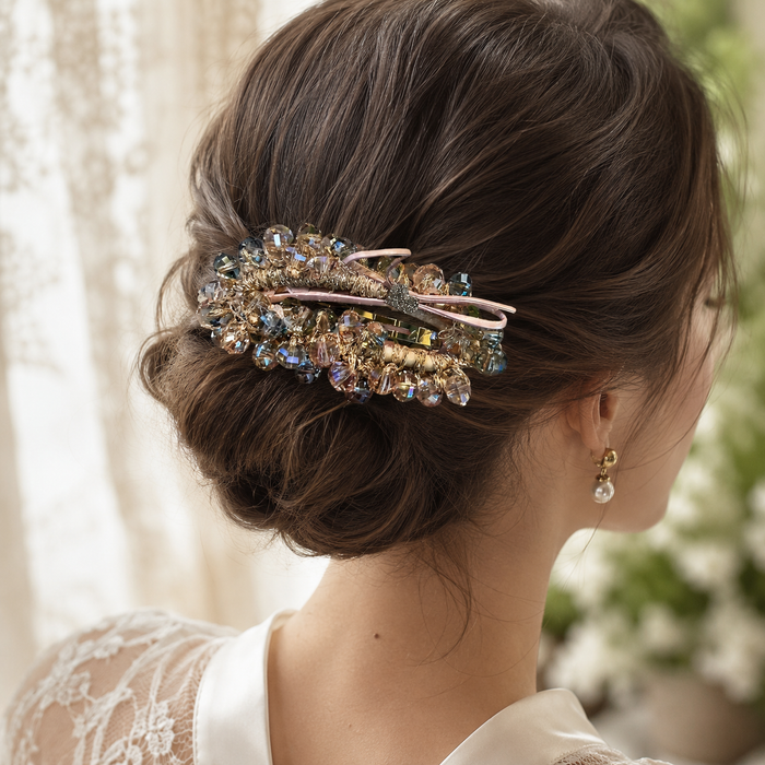 Crystal Beaded Hair Clip Set | Blush Pink Barrettes for Women – AMBERÉA