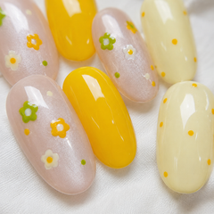 Lemon Daisy Press On Nails | Handmade Yellow Floral Gel Nails