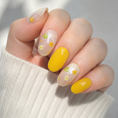 Lemon Daisy Press On Nails | Handmade Yellow Floral Gel Nails