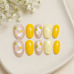 Lemon Daisy Press On Nails | Handmade Yellow Floral Gel Nails