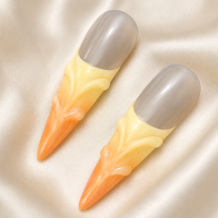 3D Floral Press On Nails | Lemon Yellow Handmade Gel Nails – AMBERÉA
