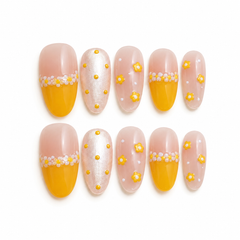 Yellow Daisy Press On Nails | Handmade Floral Gel Nails