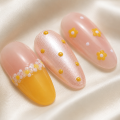 Yellow Daisy Press On Nails | Handmade Floral Gel Nails