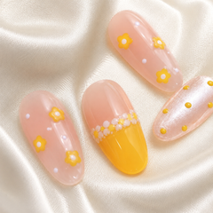 Yellow Daisy Press On Nails | Handmade Floral Gel Nails