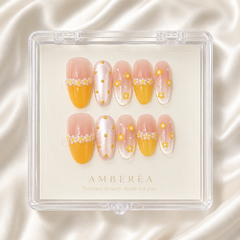 Yellow Daisy Press On Nails | Handmade Floral Gel Nails