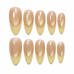 Champagne Glitter Press On Nails | Nude Gold Gel Nails