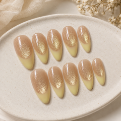 Champagne Glitter Press On Nails | Nude Gold Gel Nails