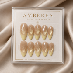Champagne Glitter Press On Nails | Nude Gold Gel Nails