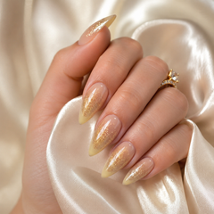 Champagne Glitter Press On Nails | Nude Gold Gel Nails