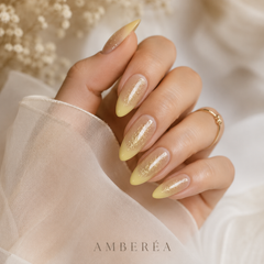 Champagne Glitter Press On Nails | Nude Gold Gel Nails