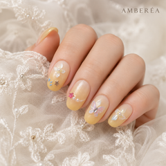Butterfly Floral Press On Nails | Yellow 3D Gel Nail Art