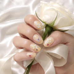 Butterfly Floral Press On Nails | Yellow 3D Gel Nail Art