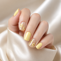 Yellow Floral Press On Nails | Lemon Daisy Gel Nails Handmade