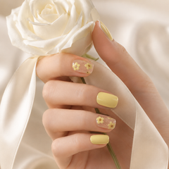 Yellow Floral Press On Nails | Lemon Daisy Gel Nails Handmade