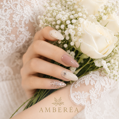 Luxury Pearl Glitter Press On Nails | Pink Wedding Gel Nails