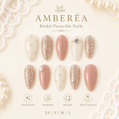 Luxury Pearl Glitter Press On Nails | Pink Wedding Gel Nails
