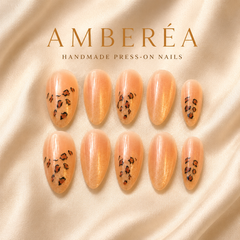 Peach Amber Leopard Cat Eye Press-On Nails