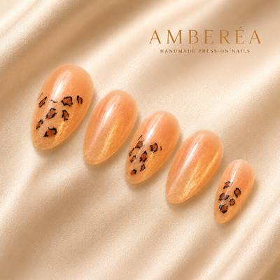 Peach Amber Leopard Cat-Eye Press-On Nails