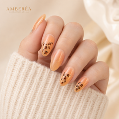 Peach Amber Leopard Cat Eye Press-On Nails