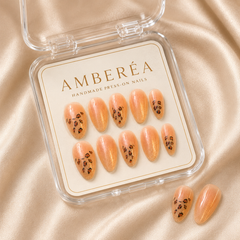 Peach Amber Leopard Cat Eye Press-On Nails